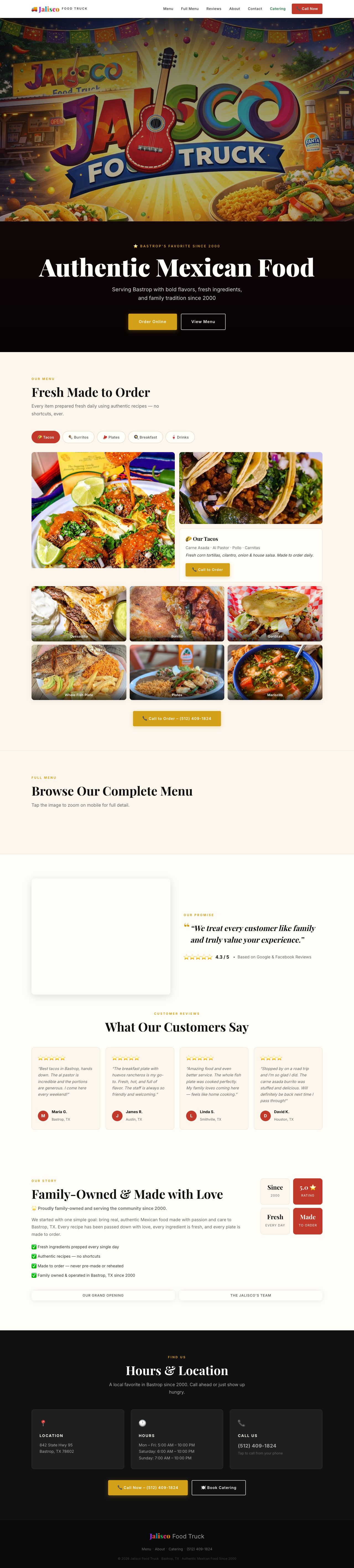 Jalisco Food Truck Bastrop website
